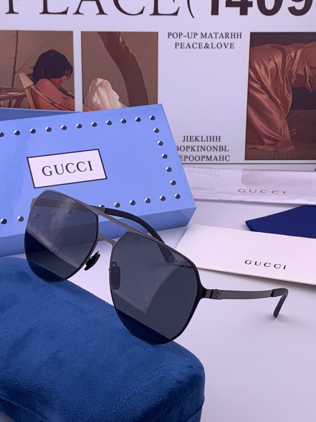 Gucci G2380 Polarized Aviator Orange Lens Sunglasses for Men - detail image 2