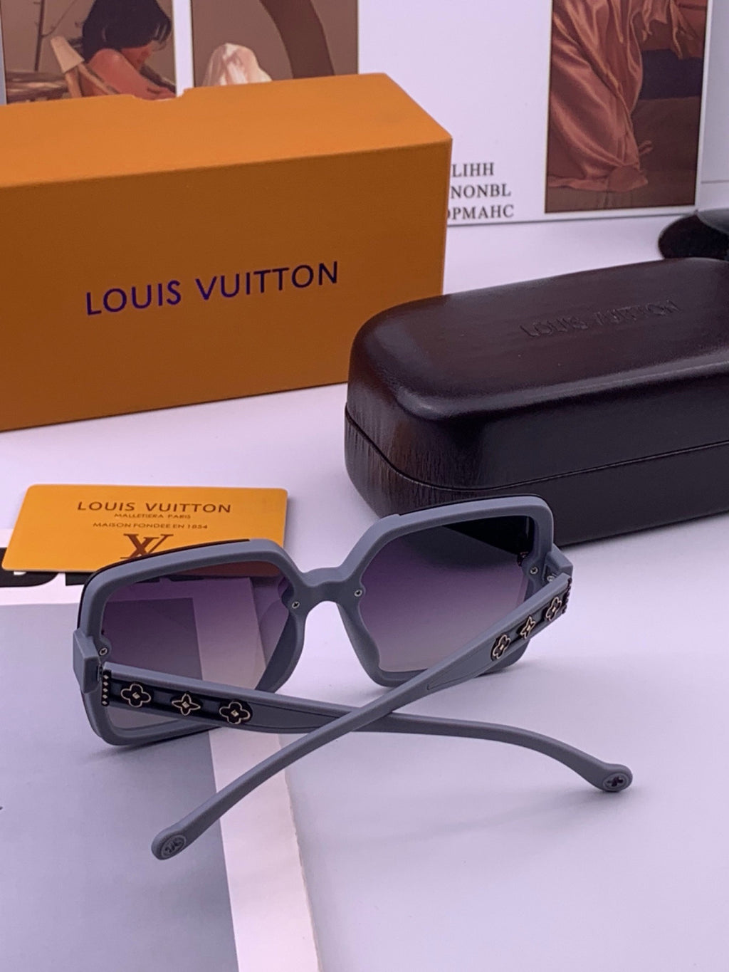 Louis Vuitton L5710 Polarized Square Gold Lens Sunglasses for Men & Women - detail image 6