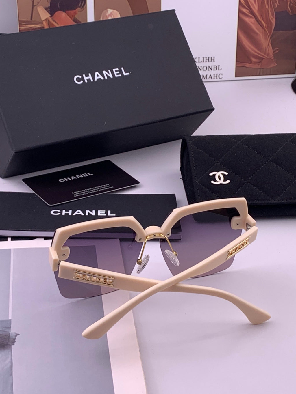 Chanel CH1250 Polarized Square Gold Lens Sunglasses for Women - detail image 5