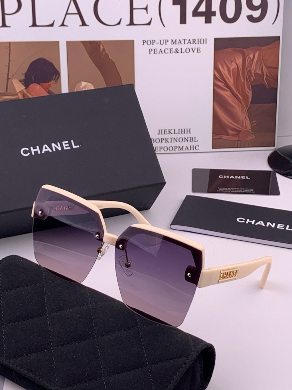 Chanel CH1250 Polarized Square Gold Lens Sunglasses for Women - detail image 2