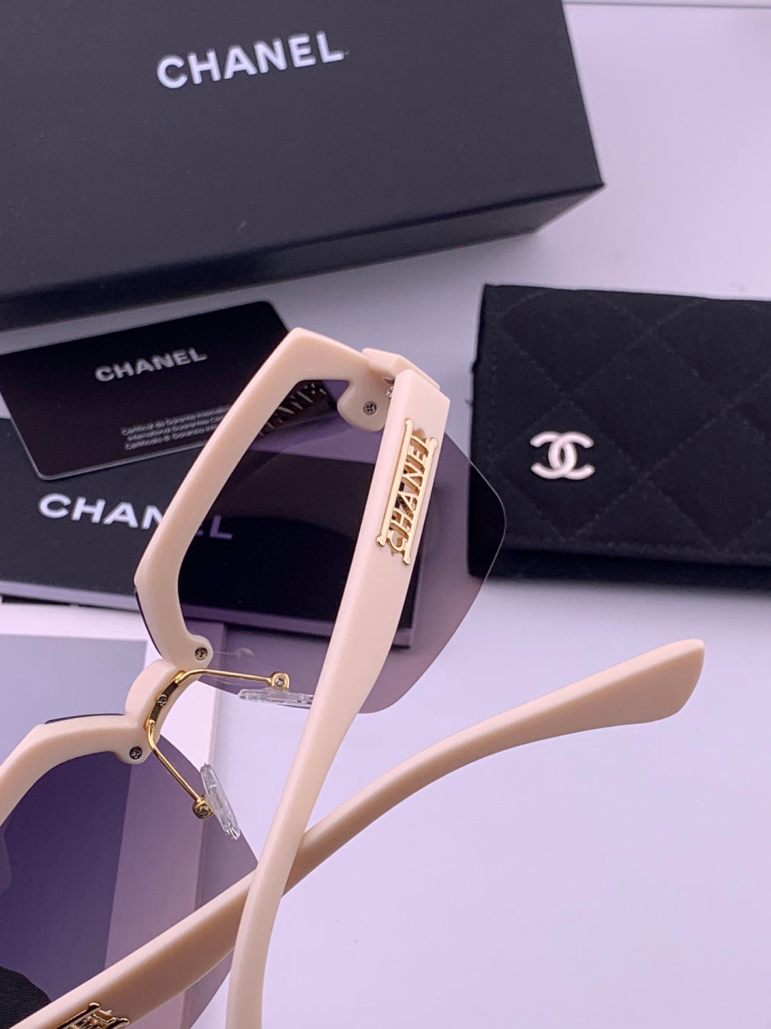 Chanel CH1250 Polarized Square Gold Lens Sunglasses for Women - detail image 4