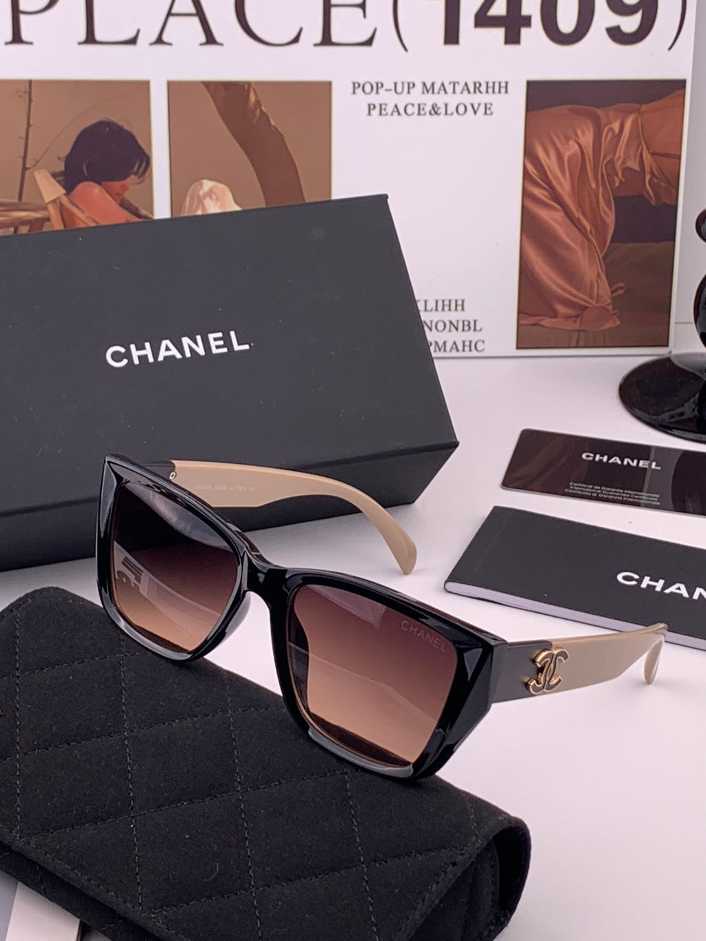 Chanel CH1311 Polarized Square Black Lens Sunglasses for Men & Women - 486627 - detail image 2