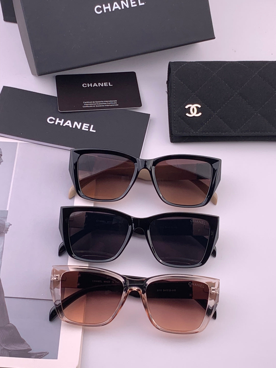 Chanel CH1311 Polarized Square Black Lens Sunglasses for Men & Women - detail image 7