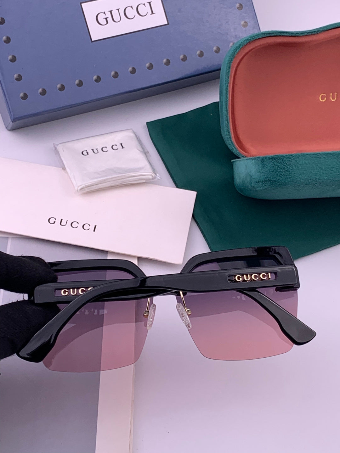 Gucci 2592 Polarized Square Gold Lens Sunglasses for Men & Women - 486413 - detail image 4