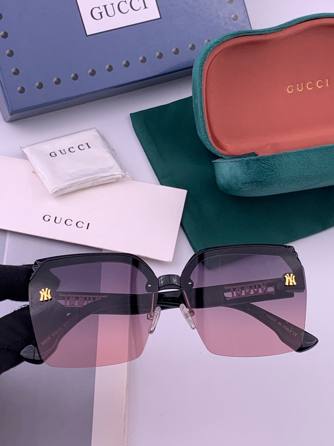 Gucci 2592 Polarized Square Gold Lens Sunglasses for Men & Women - 486413