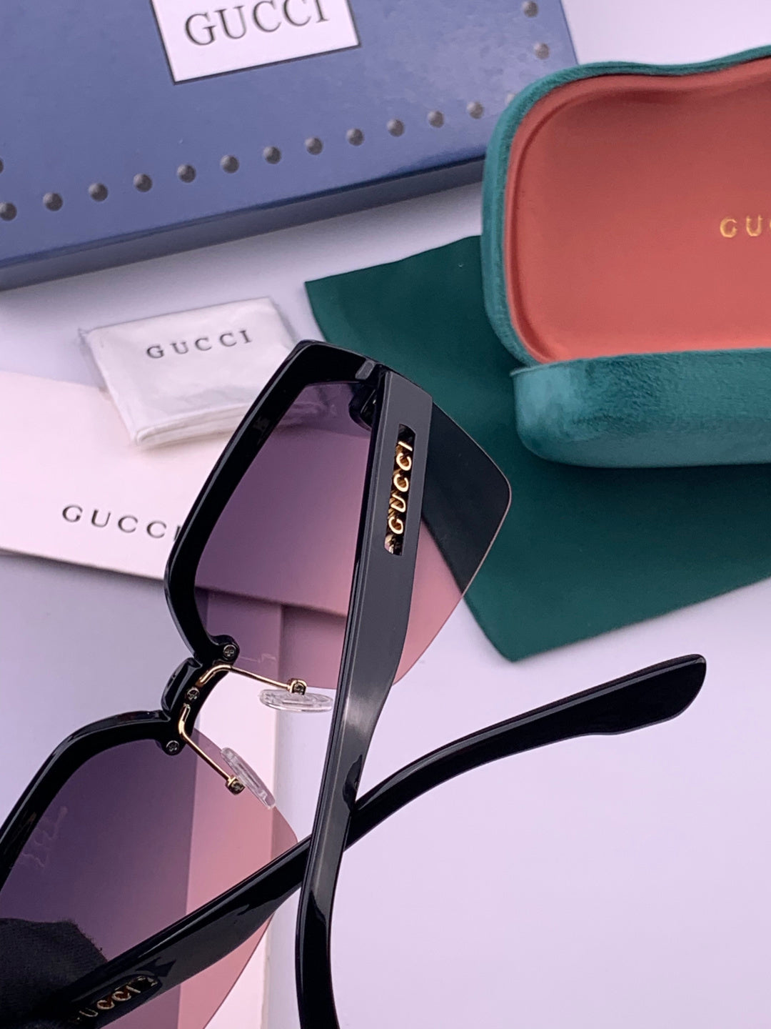 Gucci 2592 Polarized Square Gold Lens Sunglasses for Men & Women - 486413 - detail image 5