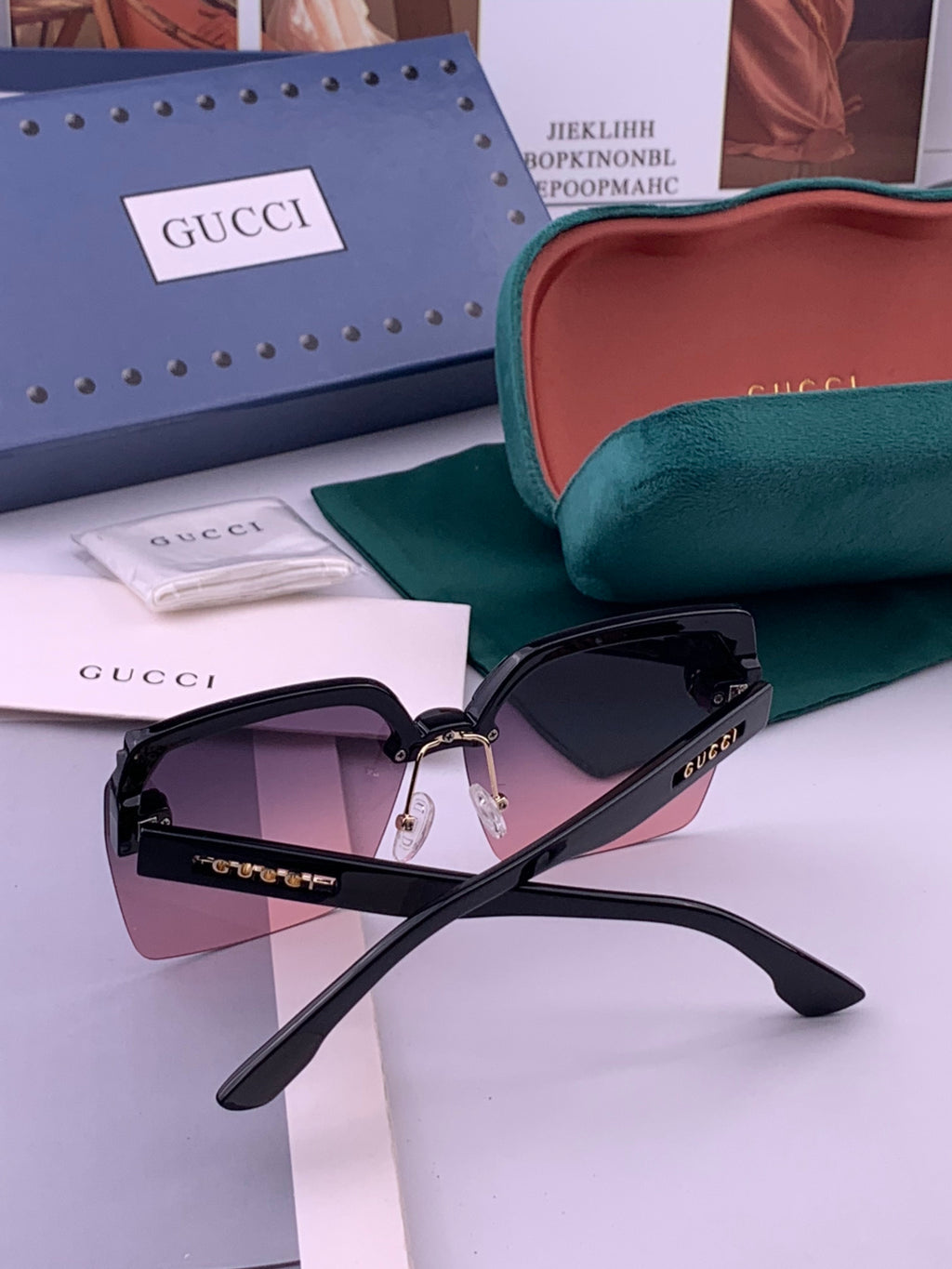 Gucci 2592 Polarized Square Gold Lens Sunglasses for Men & Women - 486413 - detail image 6