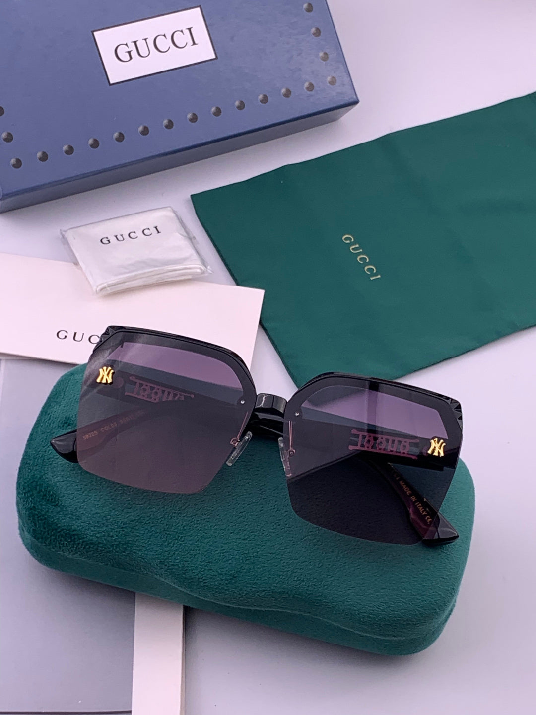 Gucci 2592 Polarized Square Gold Lens Sunglasses for Men & Women - 486413 - detail image 7