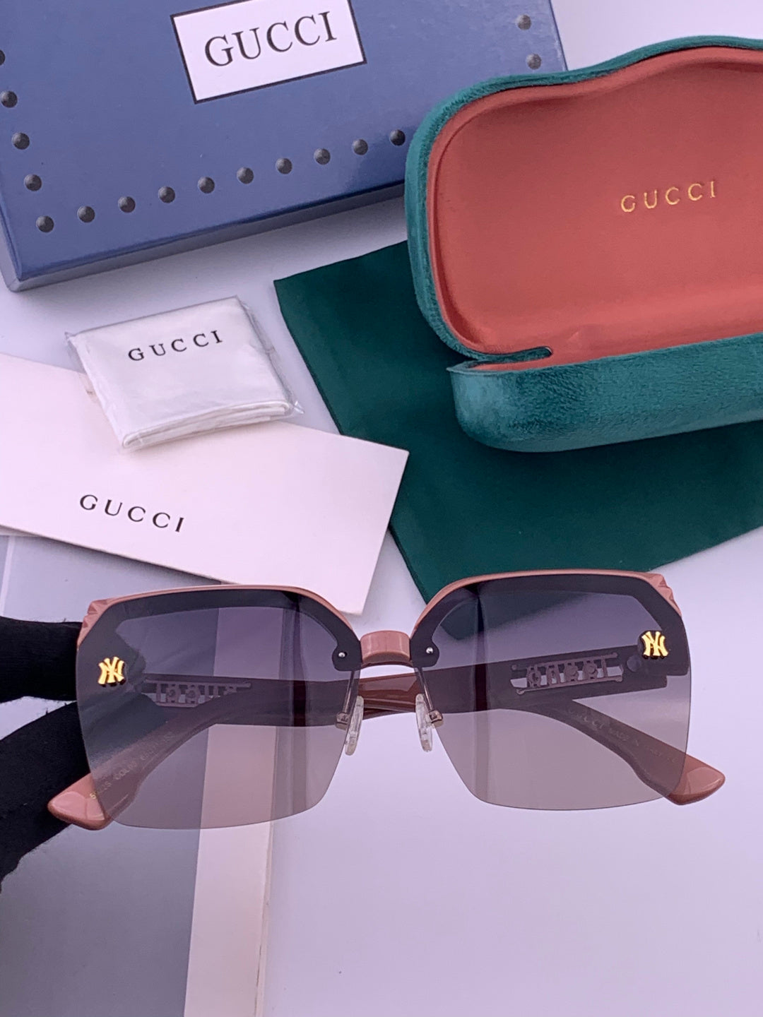 Gucci 2592 Polarized Square Gold Lens Sunglasses for Men & Women
