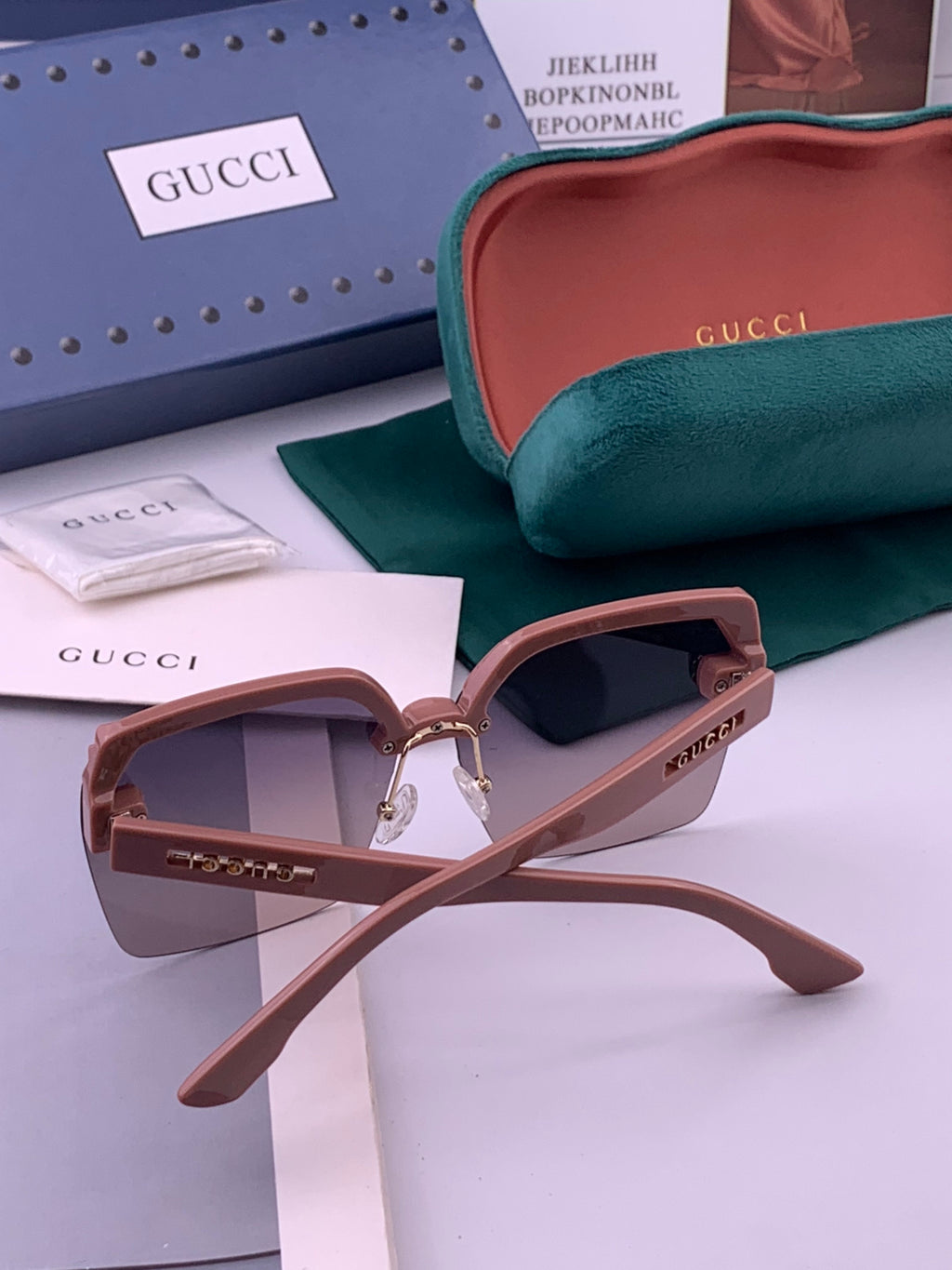 Gucci 2592 Polarized Square Gold Lens Sunglasses for Men & Women - detail image 6