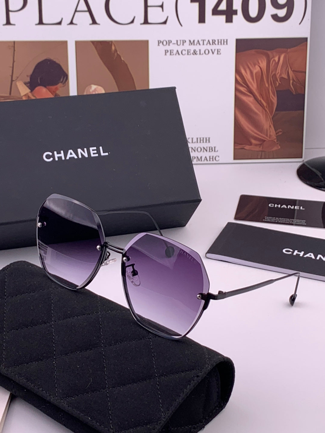 Chanel CH33711 Lightweight Rimless Gold Lens Sunglasses for Women - 486630