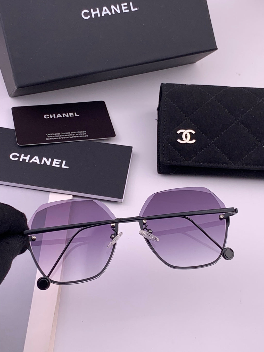 Chanel CH33711 Lightweight Rimless Gold Lens Sunglasses for Women - 486630 - detail image 4
