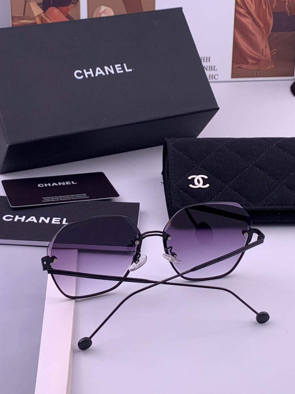 Chanel CH33711 Lightweight Rimless Gold Lens Sunglasses for Women - 486630 - detail image 6