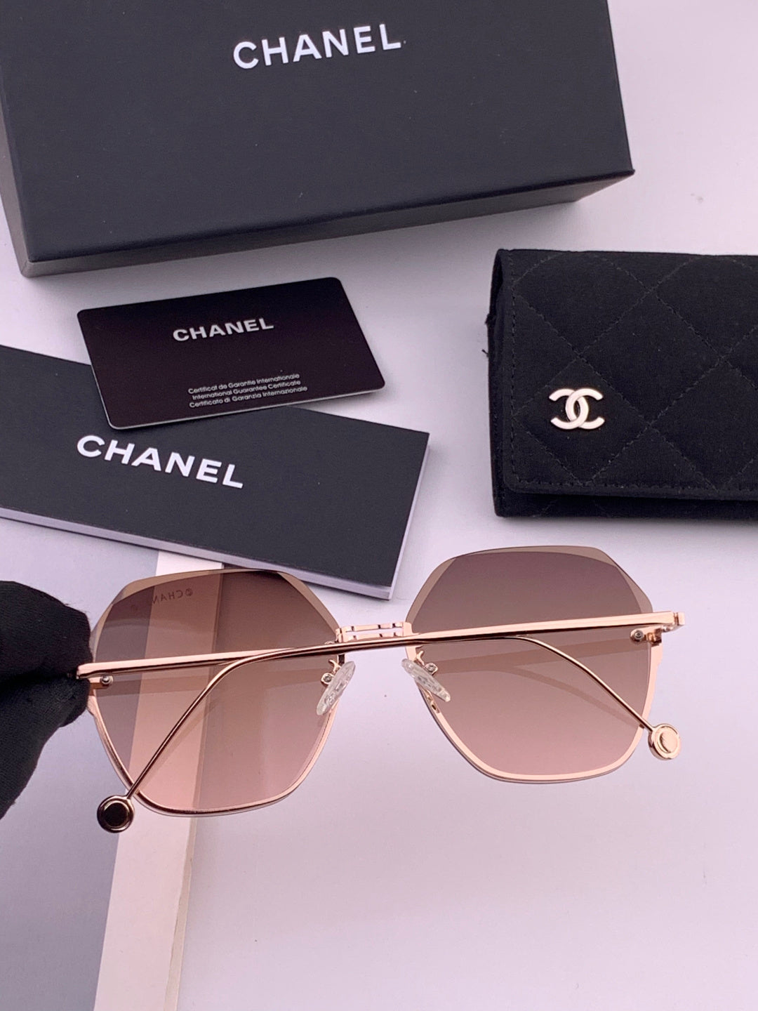 Chanel CH33711 Lightweight Rimless Gold Lens Sunglasses for Women - detail image 6