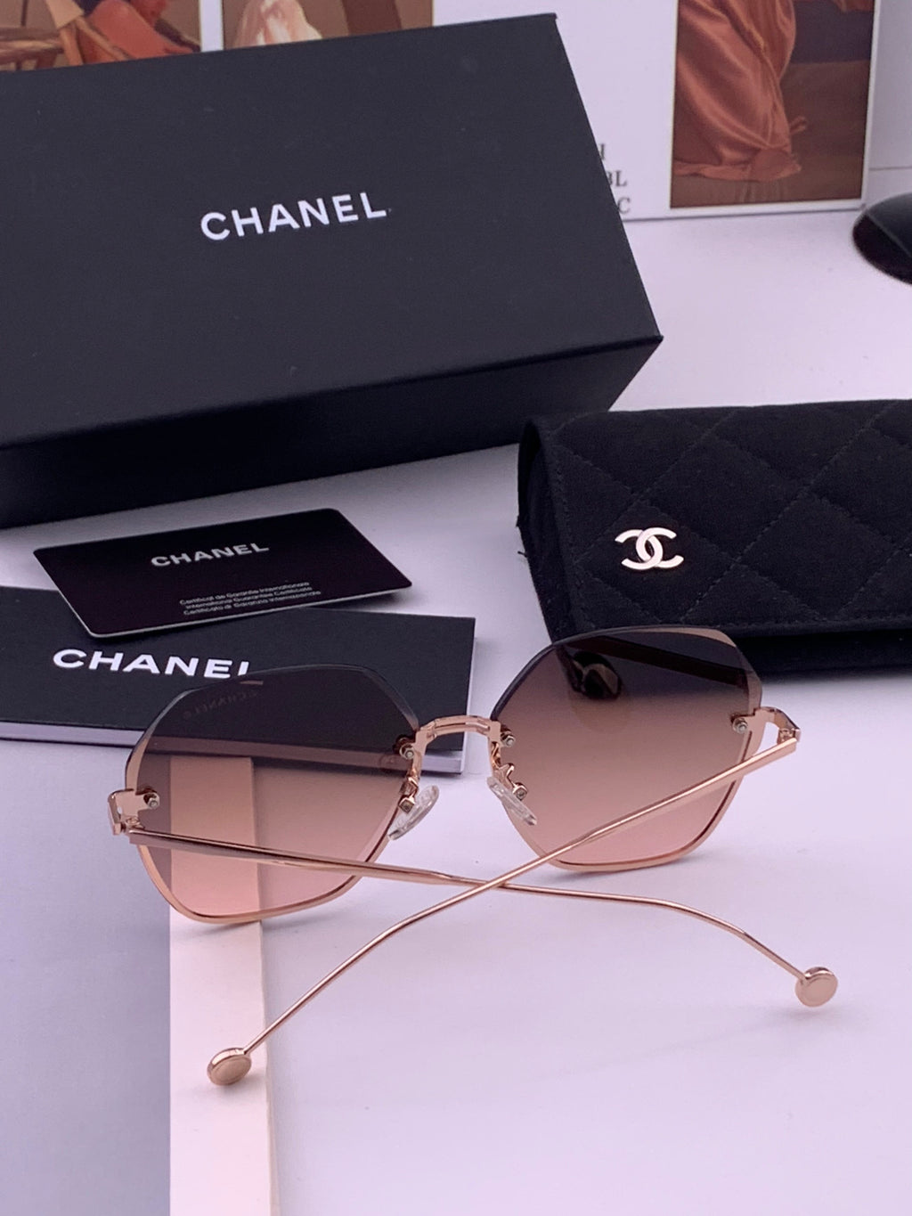Chanel CH33711 Lightweight Rimless Gold Lens Sunglasses for Women - detail image 7