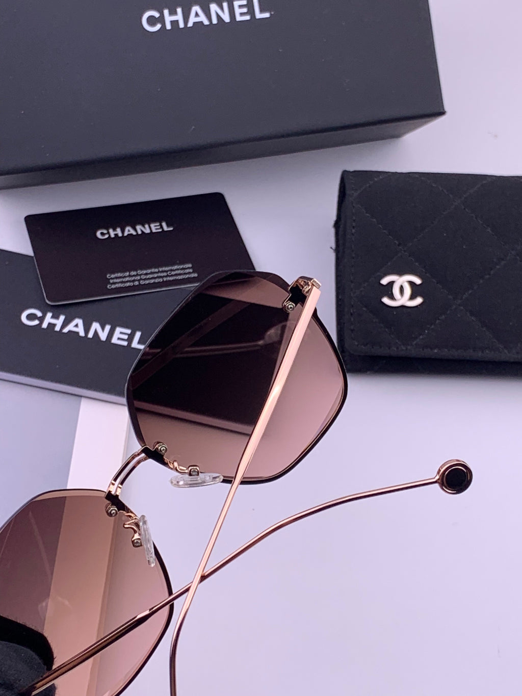 Chanel CH33711 Lightweight Rimless Gold Lens Sunglasses for Women - detail image 4
