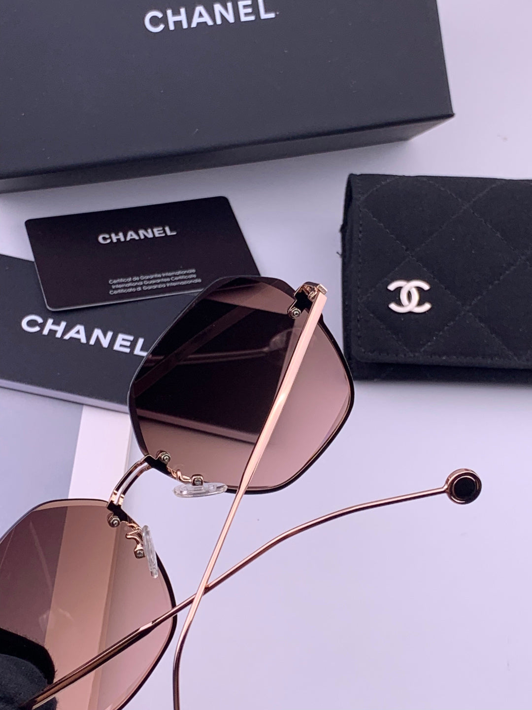 Chanel CH33711 Lightweight Rimless Gold Lens Sunglasses for Women - detail image 4