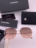 Chanel CH33711 Lightweight Rimless Gold Lens Sunglasses for Women
