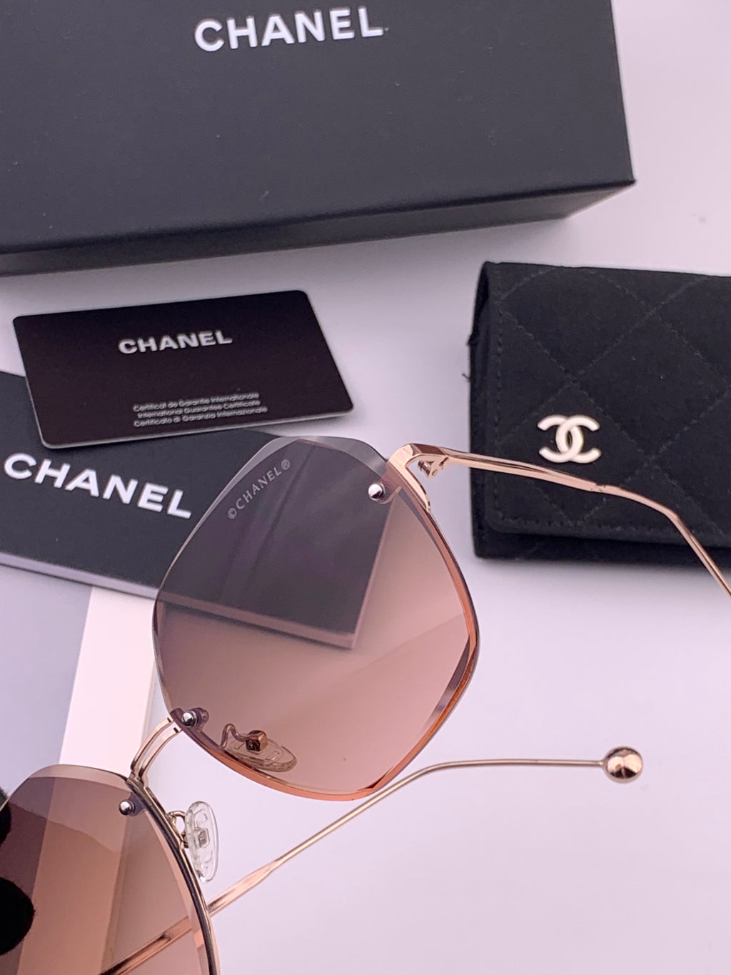 Chanel CH33711 Lightweight Rimless Gold Lens Sunglasses for Women - detail image 3