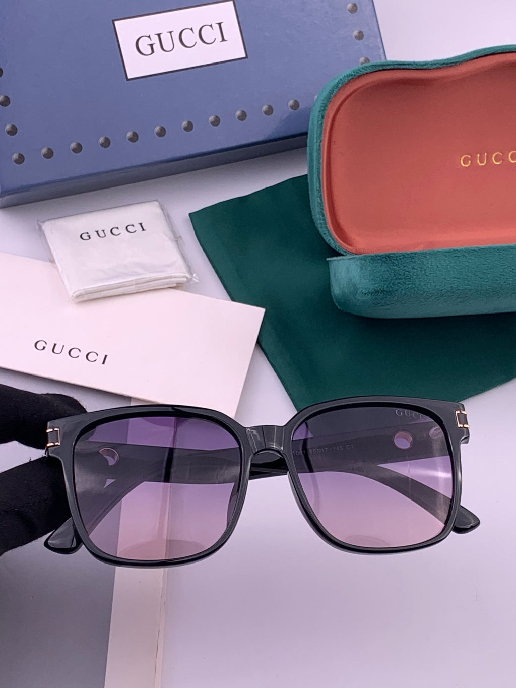 Gucci G1106 Metal Square Brown Lens Sunglasses for Men & Women