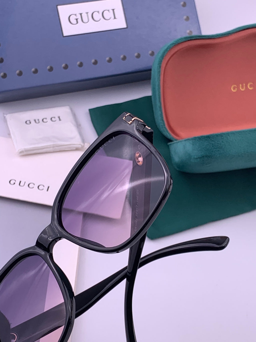 Gucci G1106 Metal Square Brown Lens Sunglasses for Men & Women - detail image 5