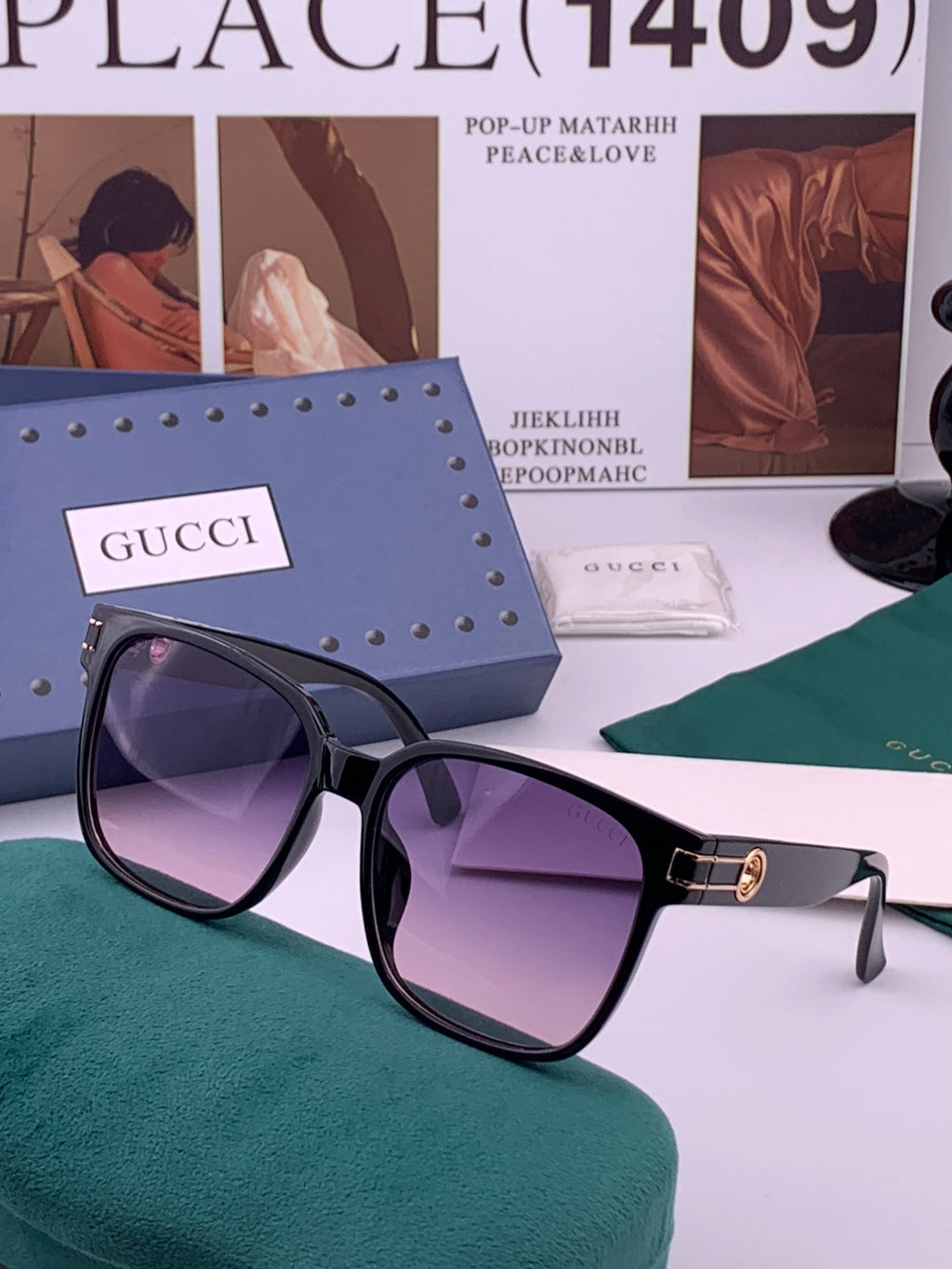 Gucci G1106 Metal Square Brown Lens Sunglasses for Men & Women - detail image 2
