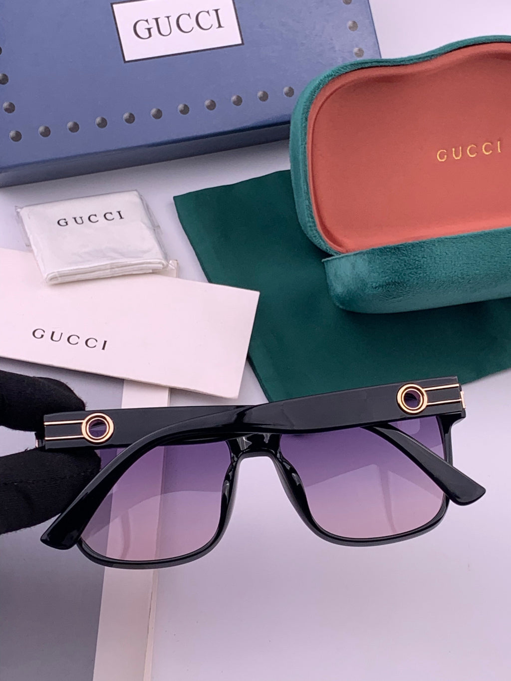 Gucci G1106 Metal Square Brown Lens Sunglasses for Men & Women - detail image 4