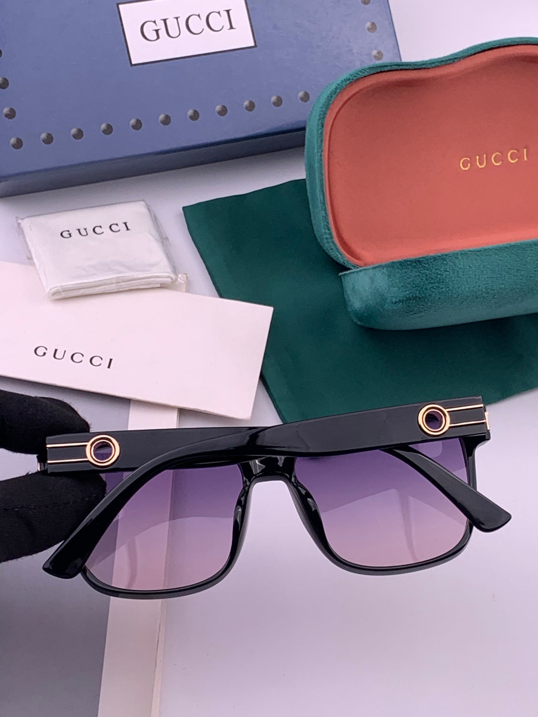 Gucci G1106 Metal Square Brown Lens Sunglasses for Men & Women - detail image 4