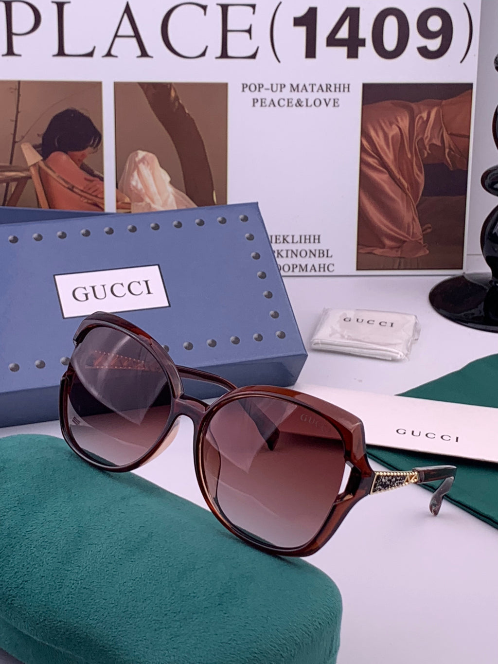 Gucci G2339 Polarized Round Brown Lens Sunglasses for Women - detail image 2