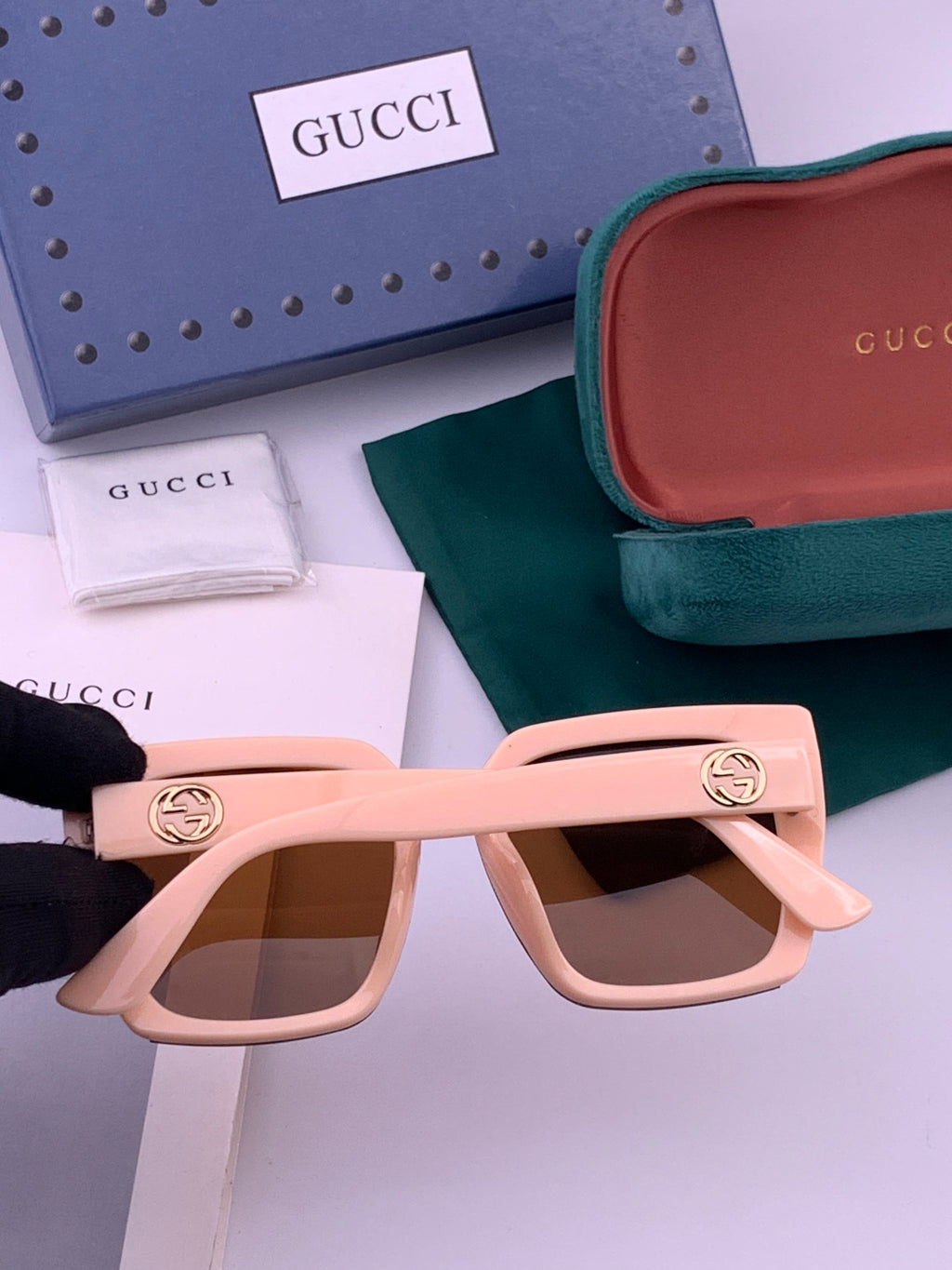 Gucci G9600 Square Brown Lens Sunglasses for Men & Women - detail image 4