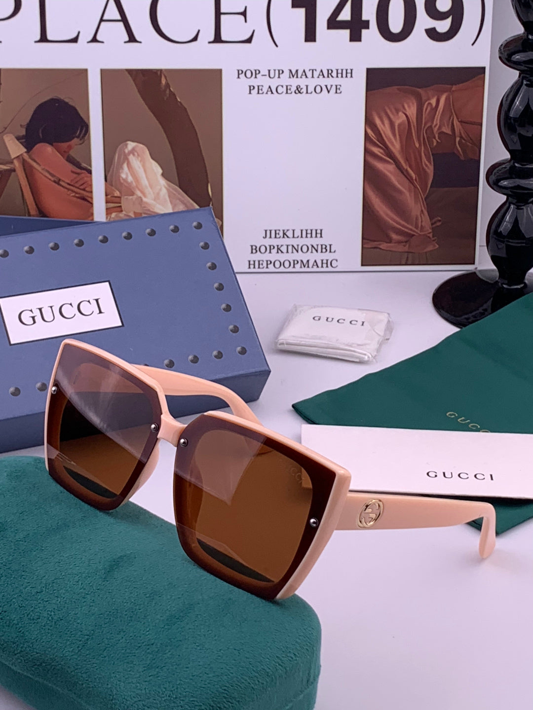 Gucci G9600 Square Brown Lens Sunglasses for Men & Women - detail image 2
