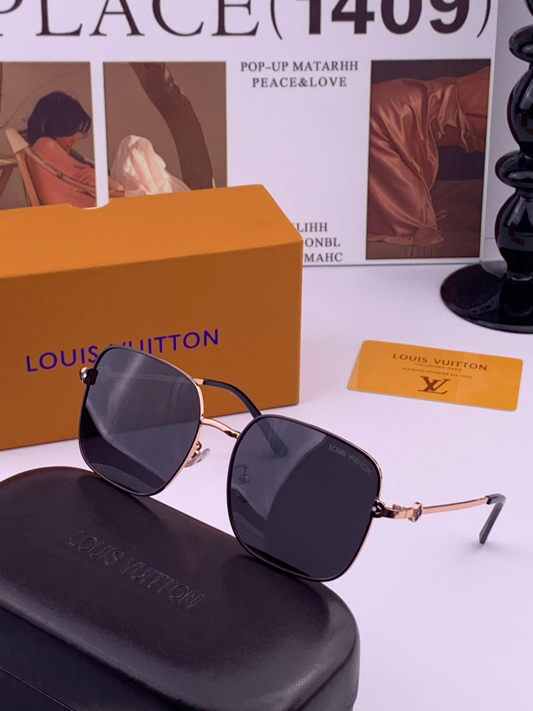 Louis Vuitton 5303 Polarized Aviator Black Lens Sunglasses for Men & Women - detail image 2