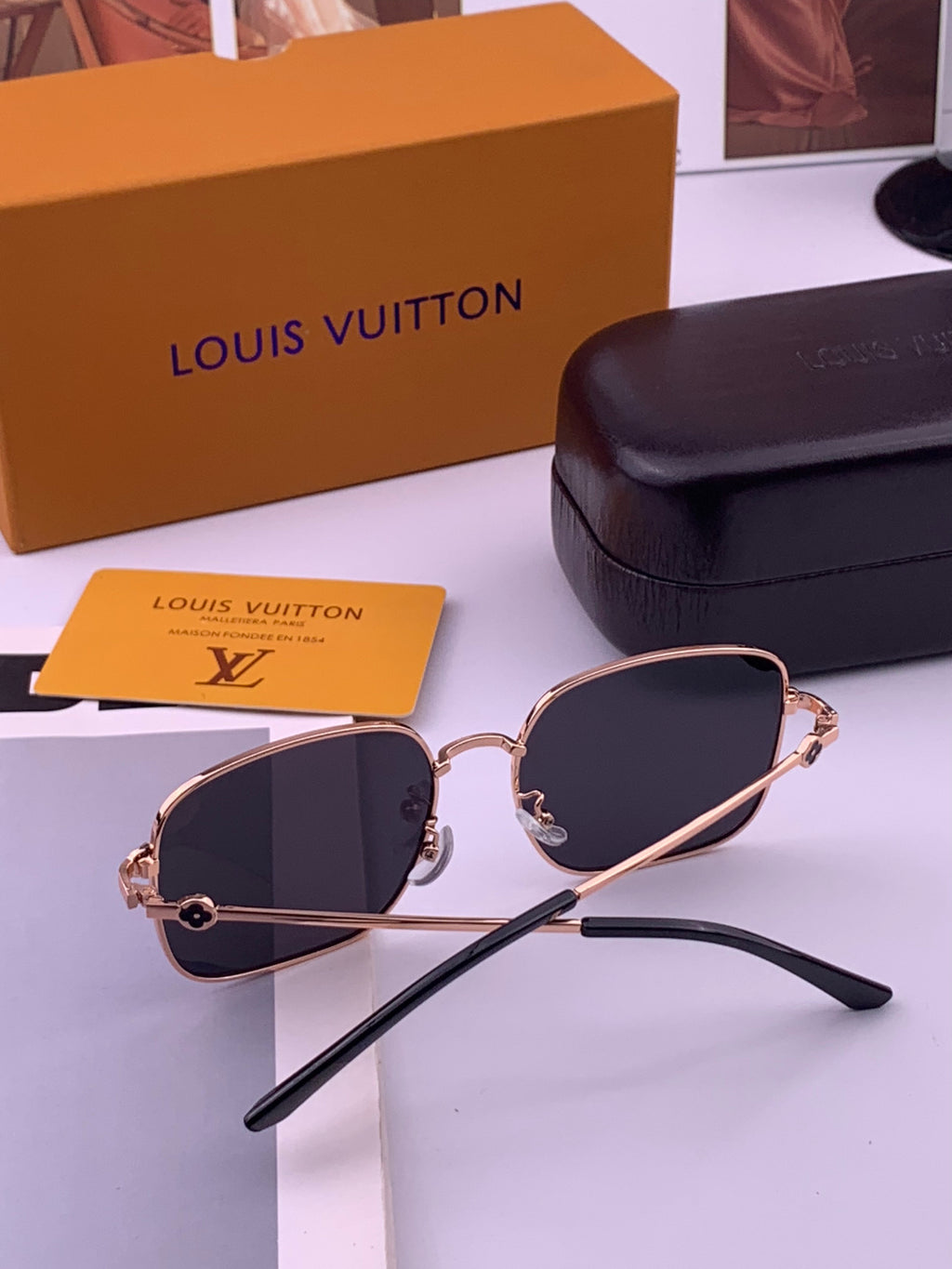 Louis Vuitton 5303 Polarized Aviator Black Lens Sunglasses for Men & Women - detail image 7