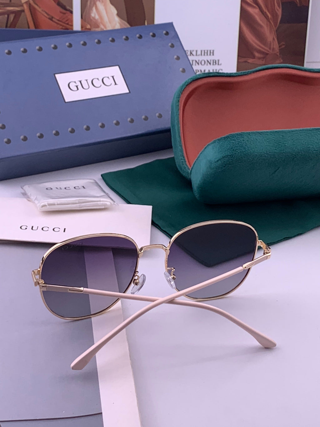 Gucci G5822 Polarized Oversized Gold Lens Sunglasses for Men & Women - 493316 - detail image 6