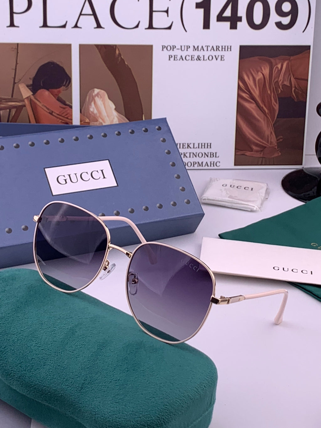 Gucci G5822 Polarized Oversized Gold Lens Sunglasses for Men & Women - 493316 - detail image 2