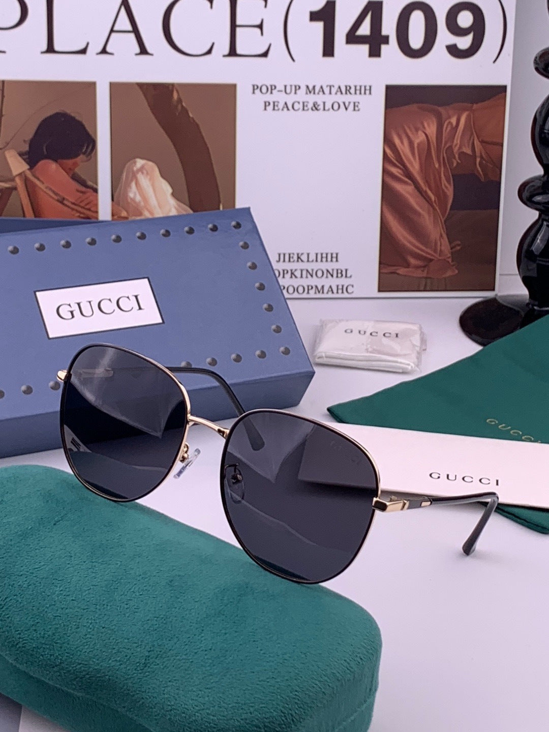 Gucci G5822 Polarized Oversized Gold Lens Sunglasses for Men & Women - 493317 - detail image 2