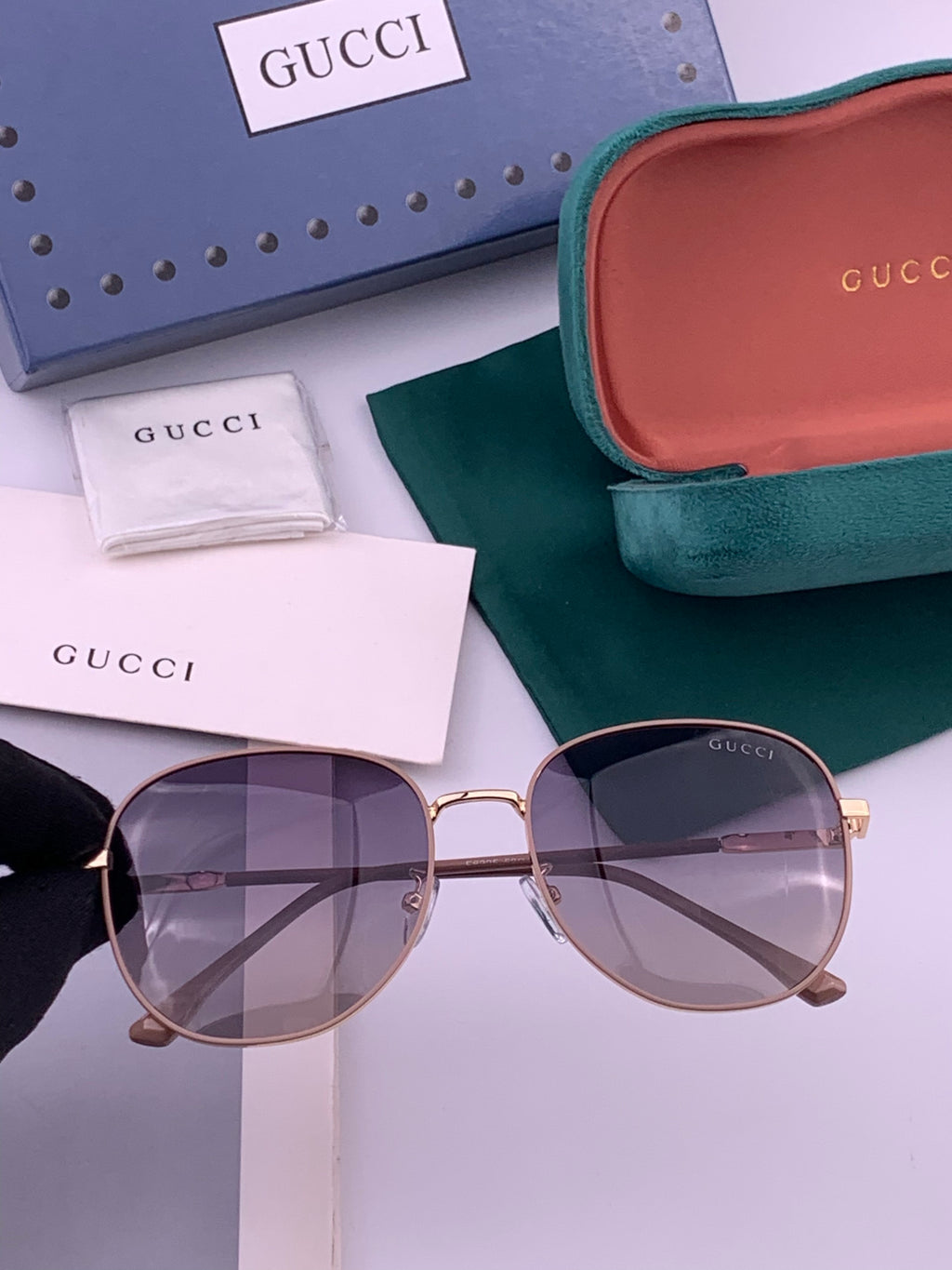 Gucci G5822 Polarized Oversized Gold Lens Sunglasses for Men & Women