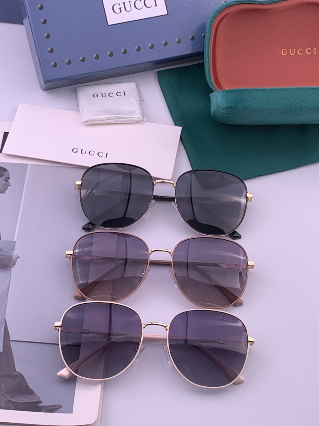 Gucci G5822 Polarized Oversized Gold Lens Sunglasses for Men & Women - detail image 7