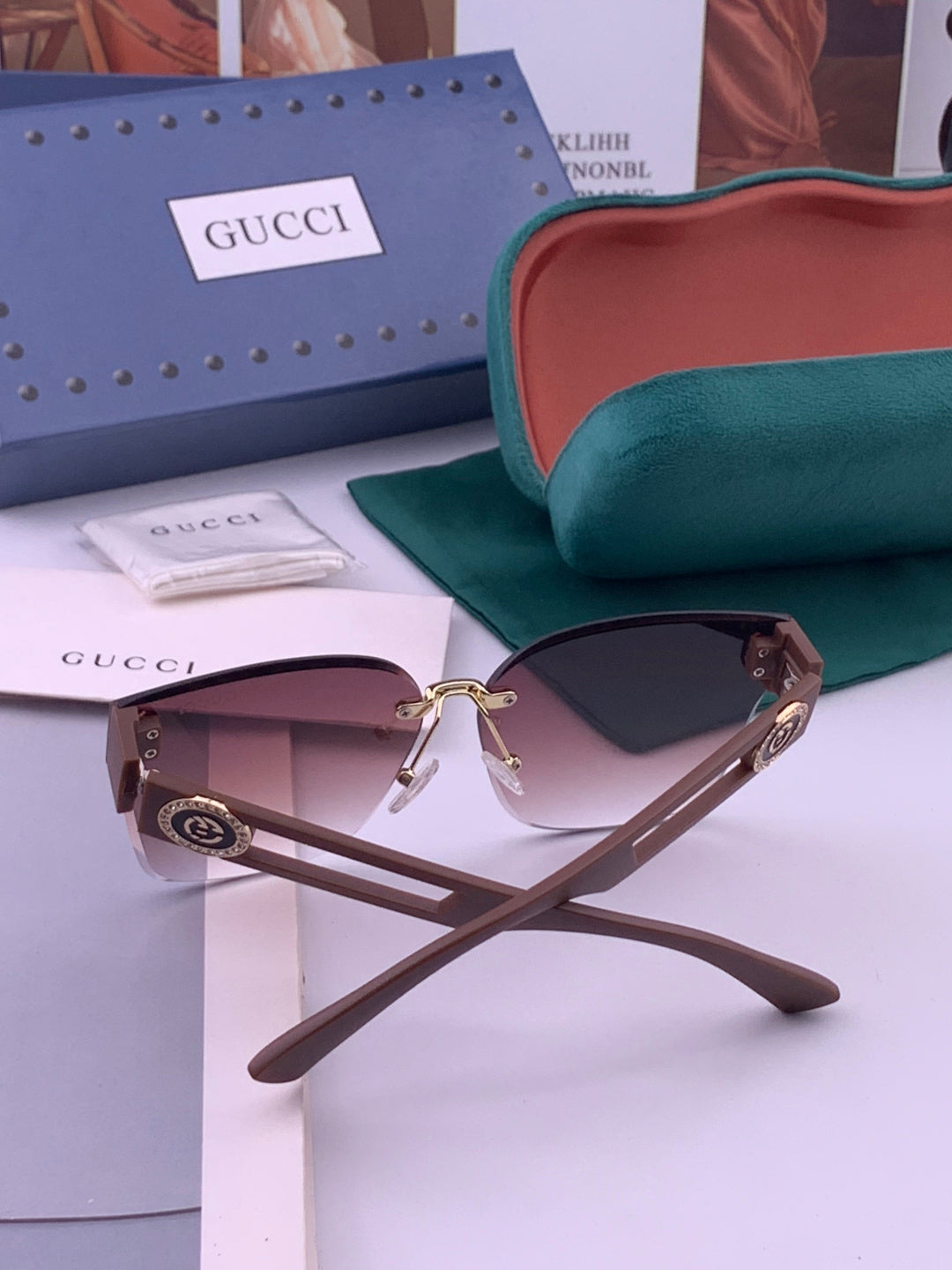 Gucci G3101 Square Brown Lens Sunglasses for Men & Women - detail image 7
