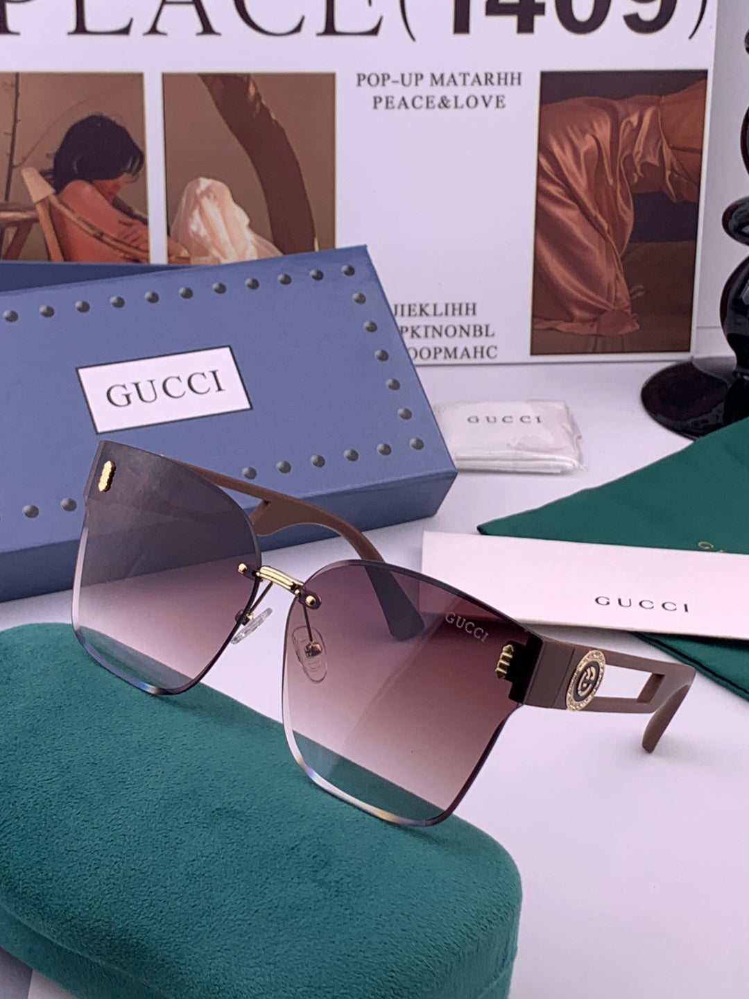 Gucci G3101 Square Brown Lens Sunglasses for Men & Women - detail image 2