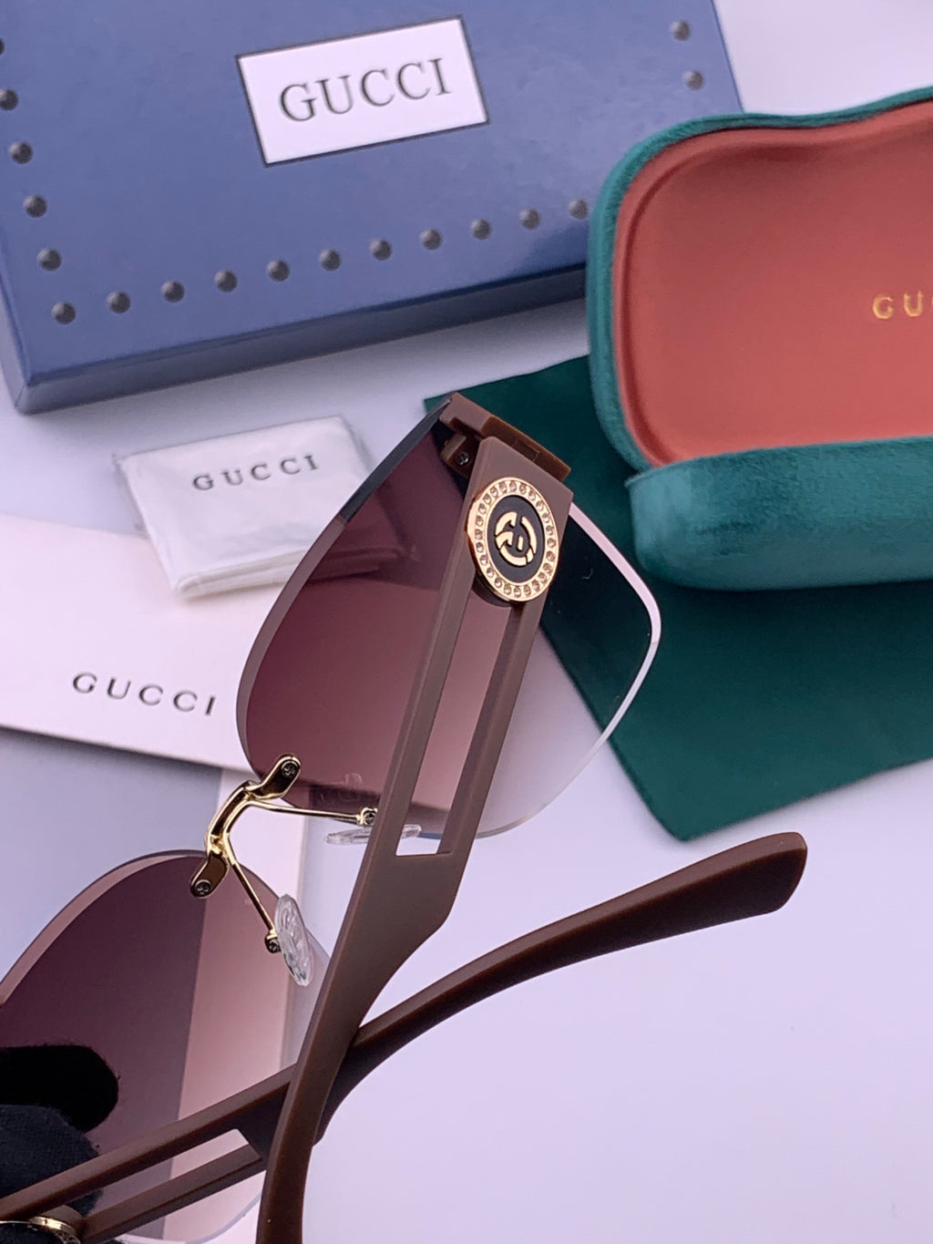 Gucci G3101 Square Brown Lens Sunglasses for Men & Women - detail image 4