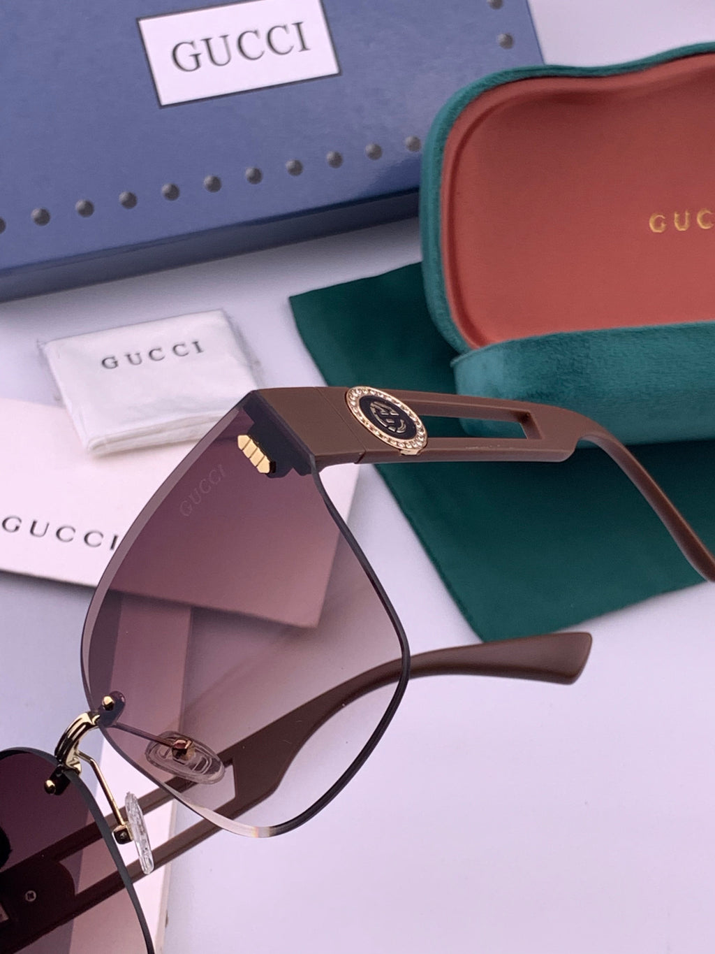 Gucci G3101 Square Brown Lens Sunglasses for Men & Women - detail image 3