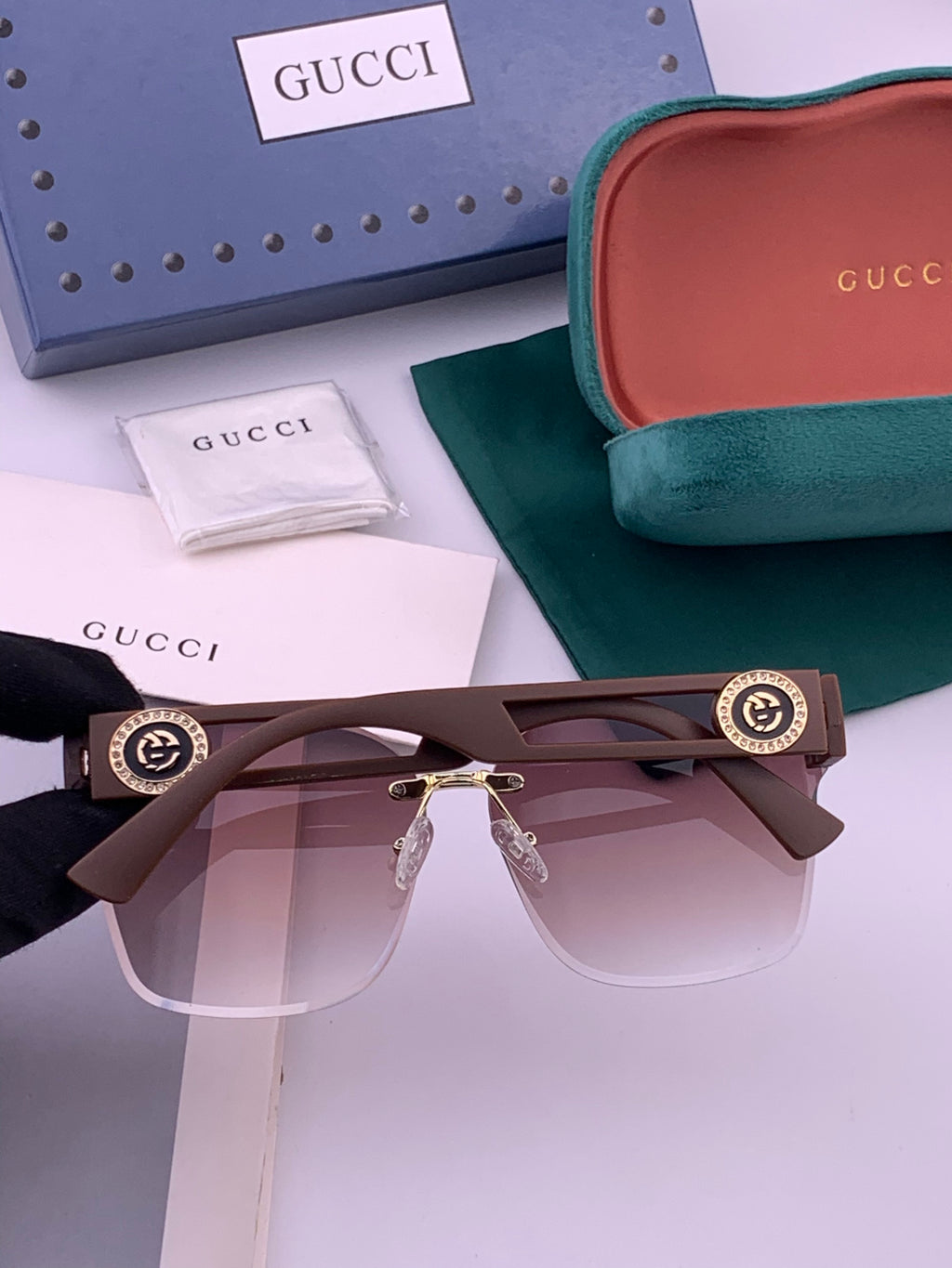 Gucci G3101 Square Brown Lens Sunglasses for Men & Women - detail image 6