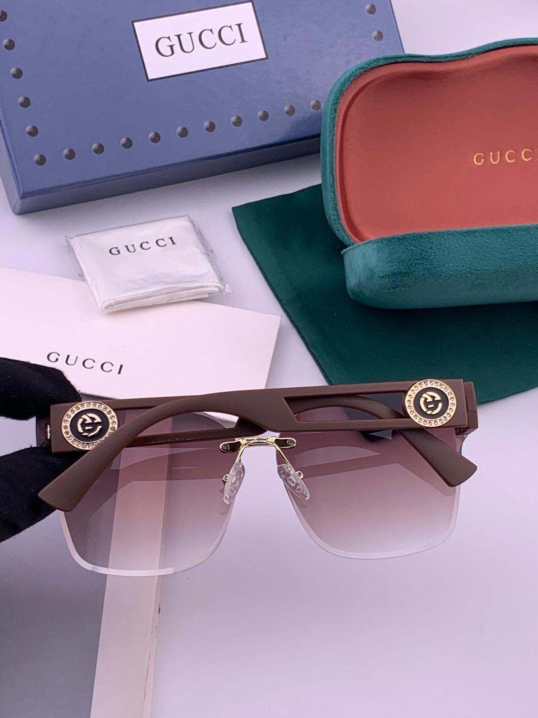 Gucci G3101 Square Brown Lens Sunglasses for Men & Women - detail image 6
