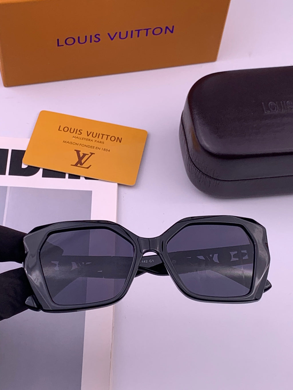 Louis Vuitton L5230 Square Black Lens Sunglasses for Men & Women