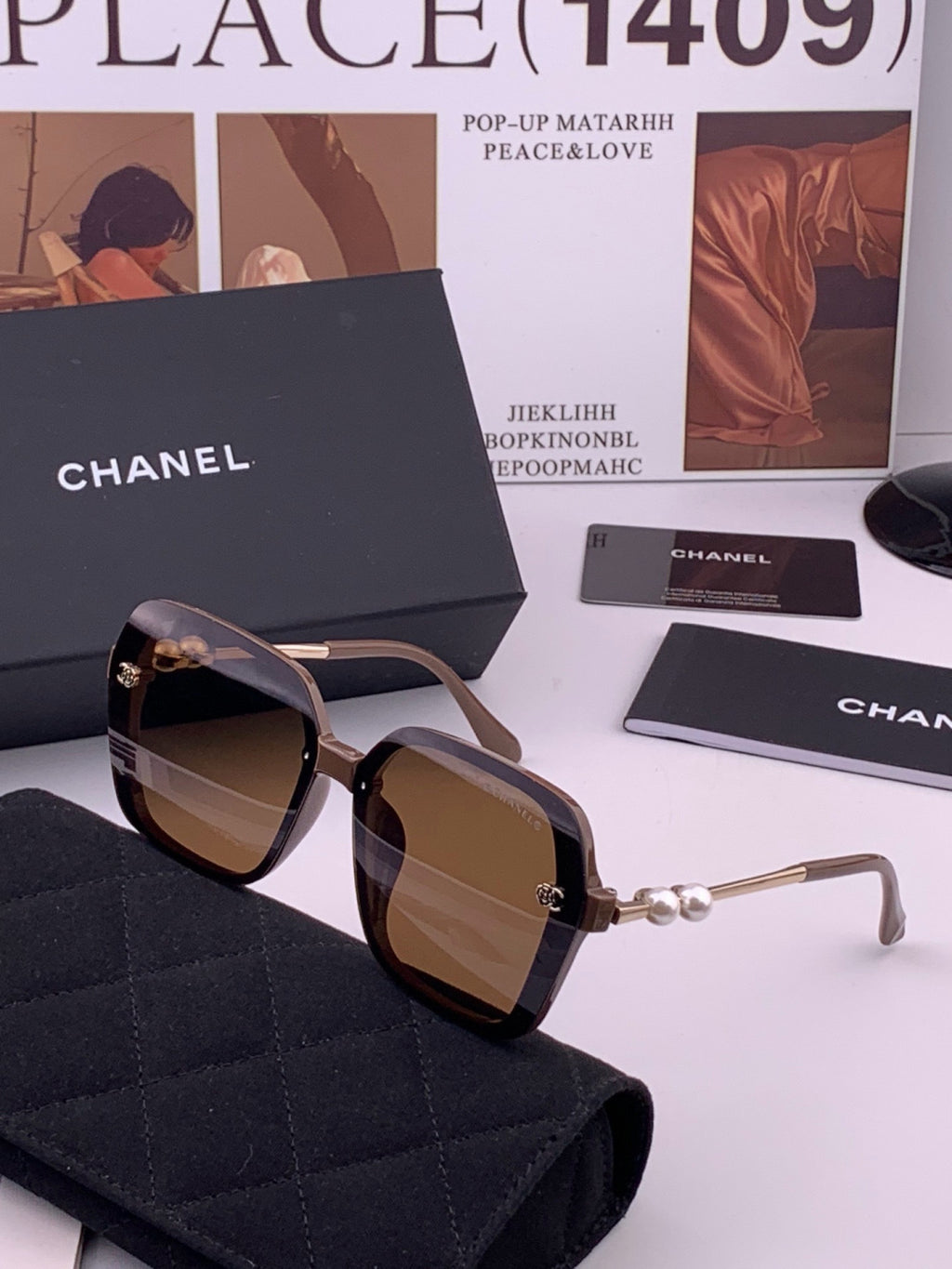 Chanel CH1910 Polarized Oversized Gold Lens Sunglasses for Men & Women - detail image 2