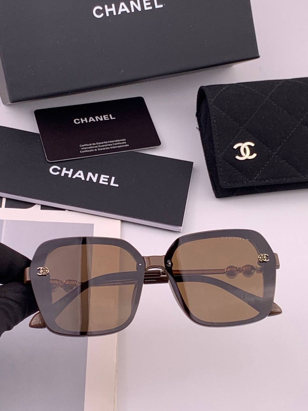Chanel CH1910 Polarized Oversized Gold Lens Sunglasses for Men & Women