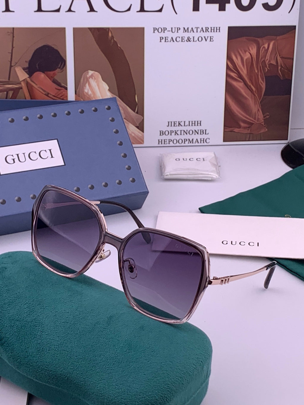 Gucci G6640 Polarized Round Red Lens Sunglasses for Women - detail image 2