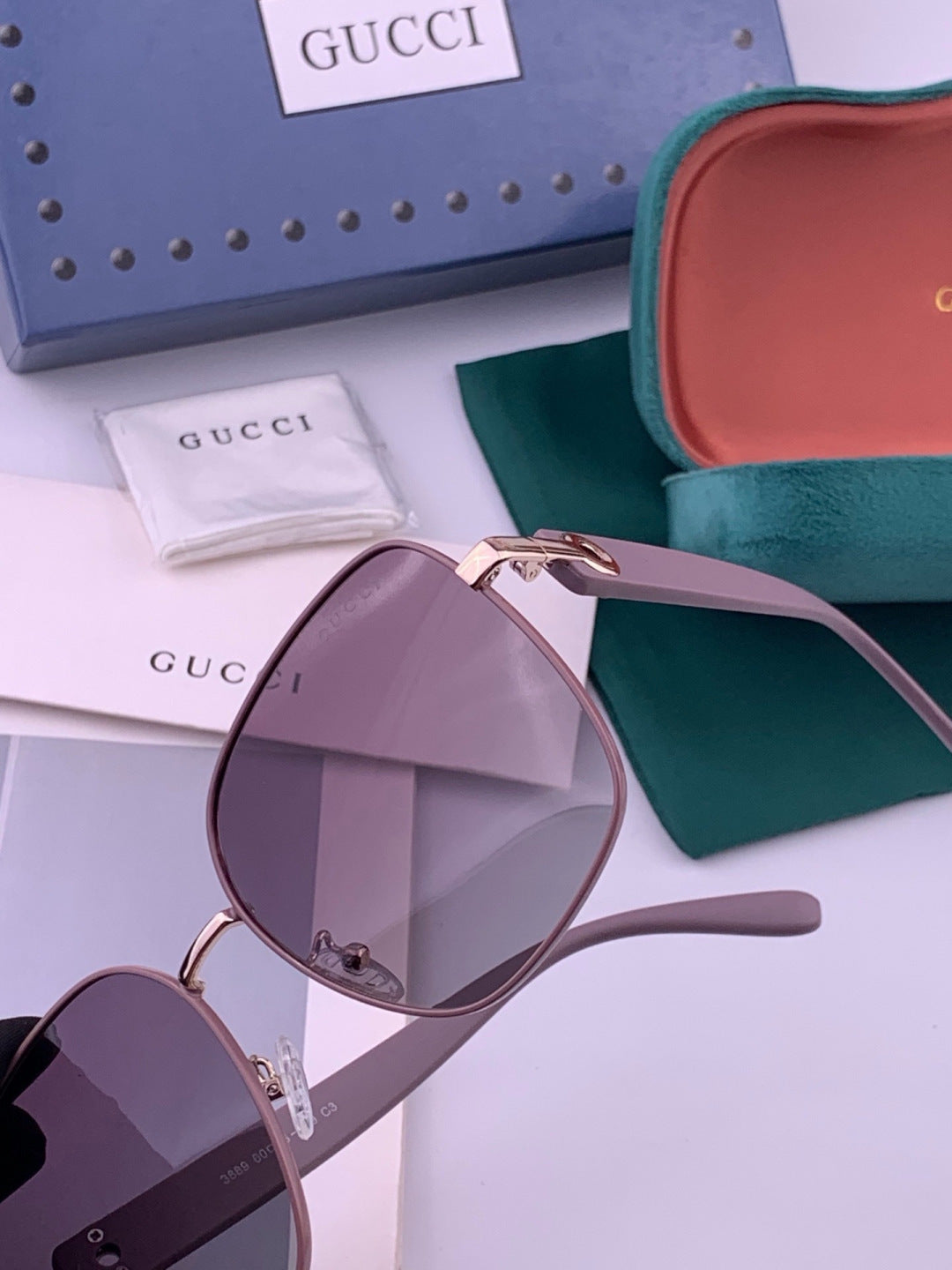 Gucci G9388 Round Gold Lens Sunglasses for Men & Women - detail image 3