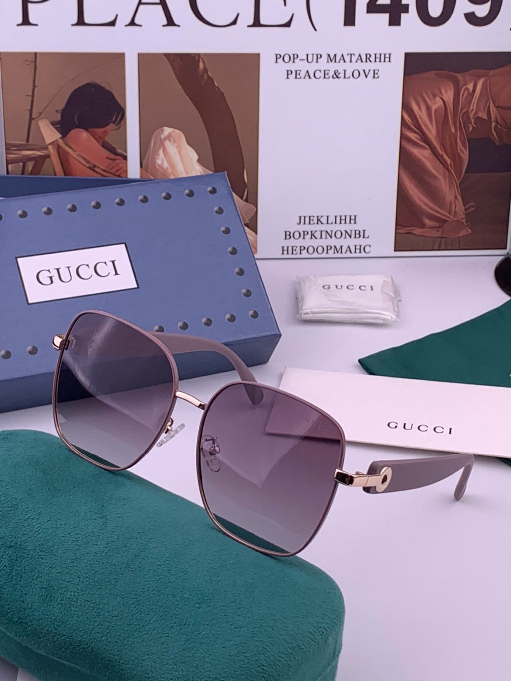 Gucci G9388 Round Gold Lens Sunglasses for Men & Women - detail image 2